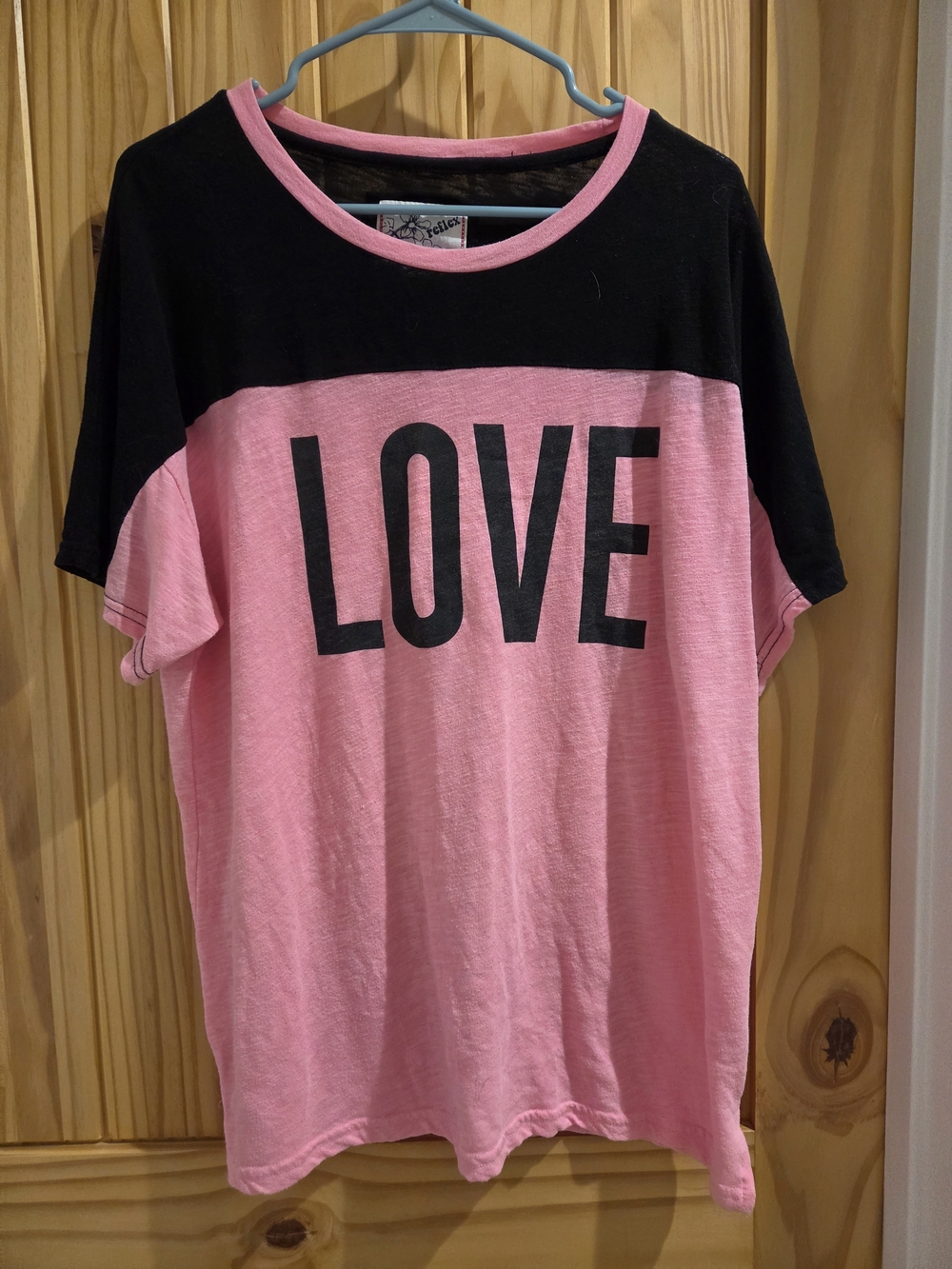 Reflex Black Tee with Pink Trim and Graphic Label